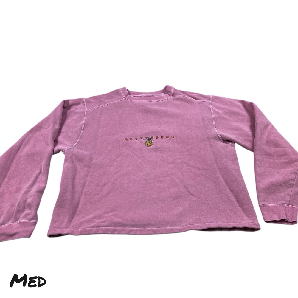VTG Sweatshirt Gettysburg MEDIUM Authentic Pigment Pink Crewneck Corn Embroidery